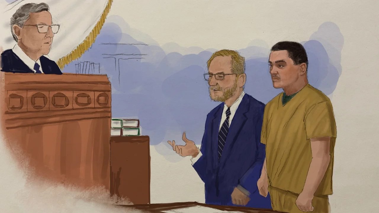 This courtroom sketch shows Jack Teixeira during his arraignment in Boston on Friday - Dale Stephanos