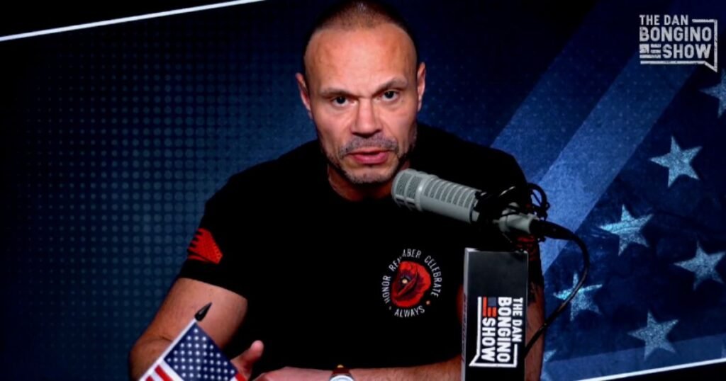 Conservative talk show host Dan Bongino speaks on his show.