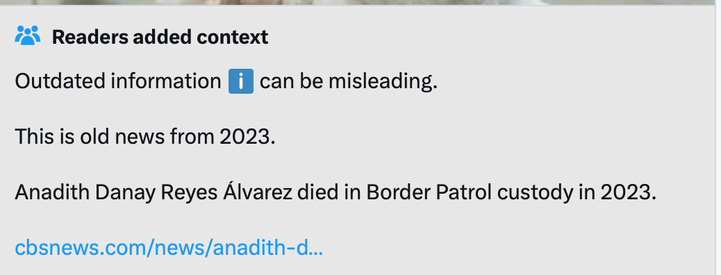 Contextual information about the death of Anadith Danay Reyes Álvarez in Border Patrol custody in 2023, highlighting the importance of accurate reporting.