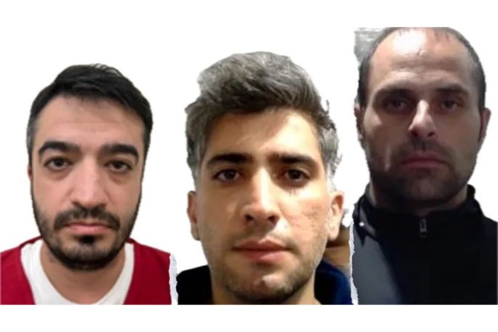 Three male individuals with varying hairstyles and facial expressions, depicted in a lineup against a white background.