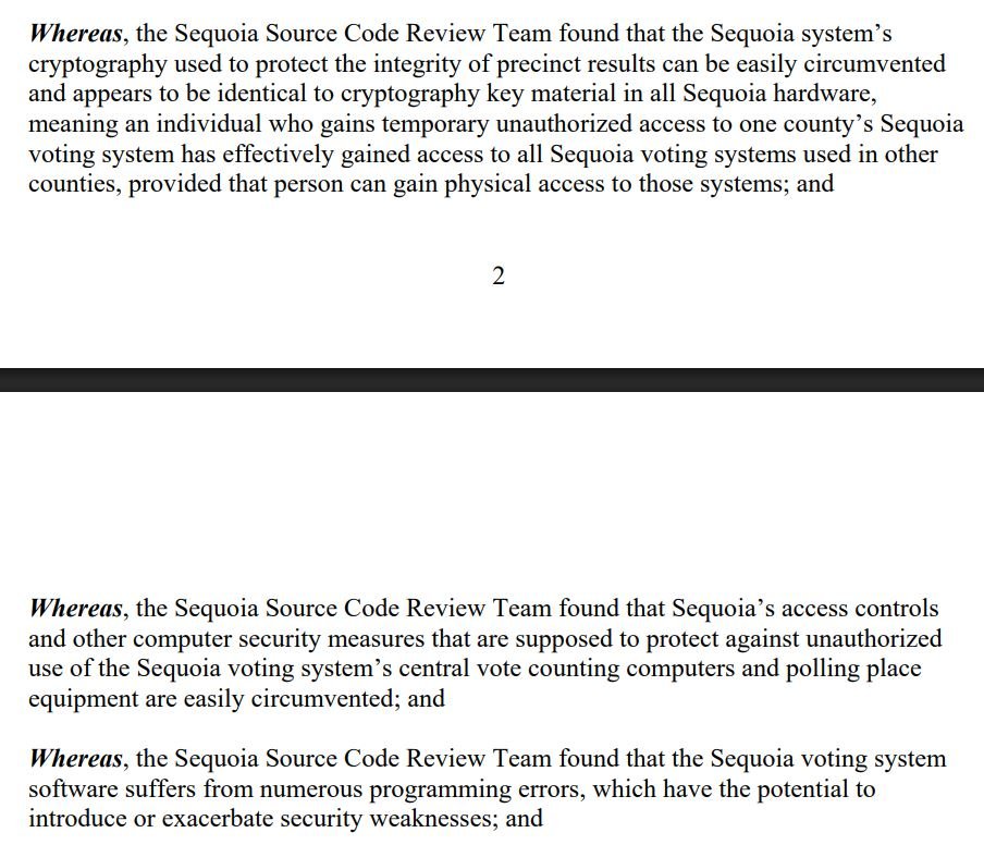 Sequoia Source Code Review Team findings highlight vulnerabilities in the Sequoia voting system's cryptography and security measures, risking unauthorized access across multiple counties.